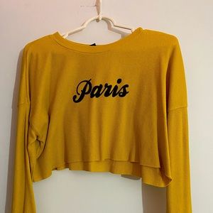 Forever 21 mustard yellow long sleeve paris shirt